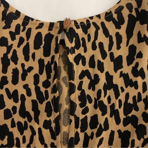 BP Frill Cuff Long Sleeve Dress Tan Dale Dashed Spot Mini Dress Size XXS NWT - Picture 4 of 10